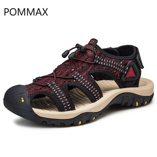 

men's sandals 2019 male closed toe leather flats shoes soft sole summer outdoor beach sandles big size men slippers men shoes, Black