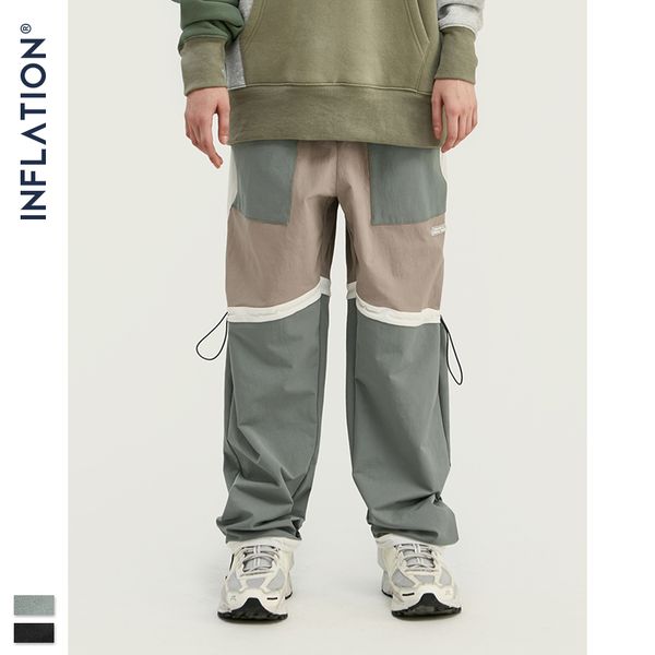 

inflation 2019 fw jogger pants drawstring waistband mens woven track pant streetwear mens jogger pants 93393w, Black