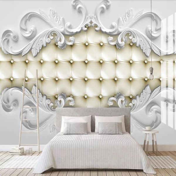 

dropship custom 3d wallpaper mural three-dimensional high-grade white plaster pattern decorative mural wallpaper
