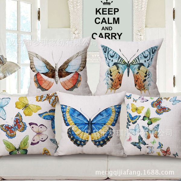 

butterfly printing embrace pillow case cotton number cushion set fashion office siesta pillow can