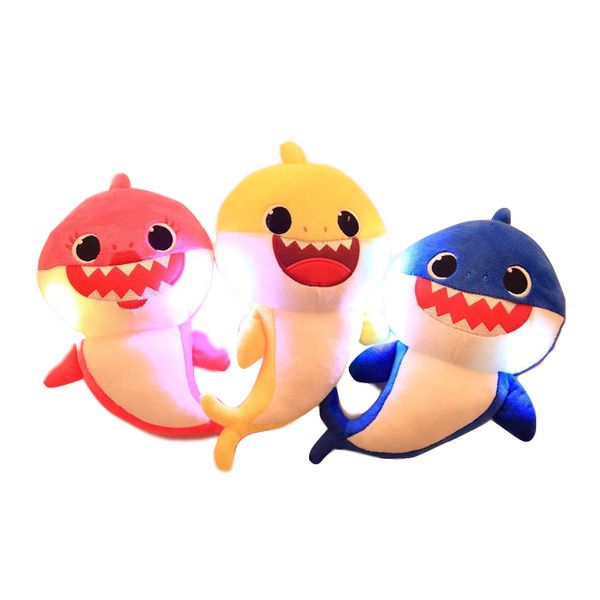 

3 color 30cm 11 8inch luminou baby hark plu h toy with mu ic cute animal toy 2019 new baby hark doll inging engli h ong b