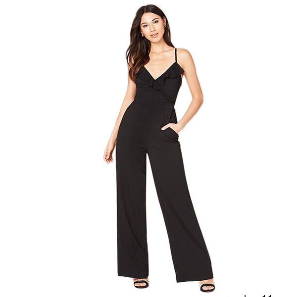 

women designer summer deep v-neck hanging neck sling jumpsuit qoy6, Gray