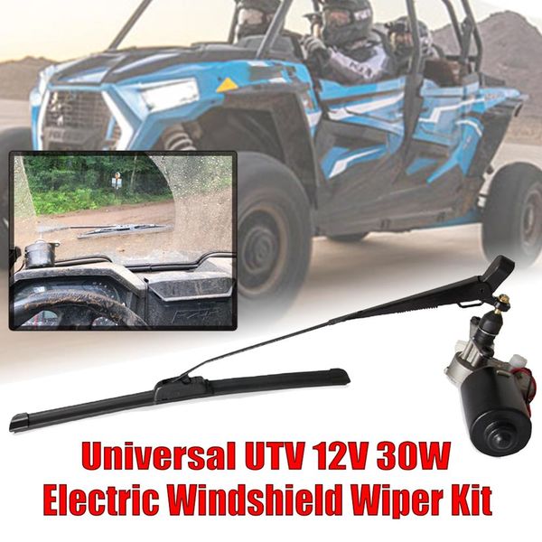 

universal 12v utv electric windshield wiper motor kit 18" inches flat windshield wiper motor kit for polaris ranger rzr can am