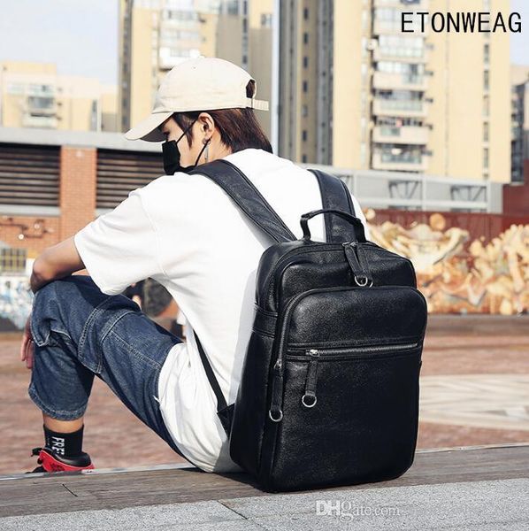 

factory wholesale men handbag simple and large-capacity upgrade version of leather backpacks street fashion student bags fashion lightweight