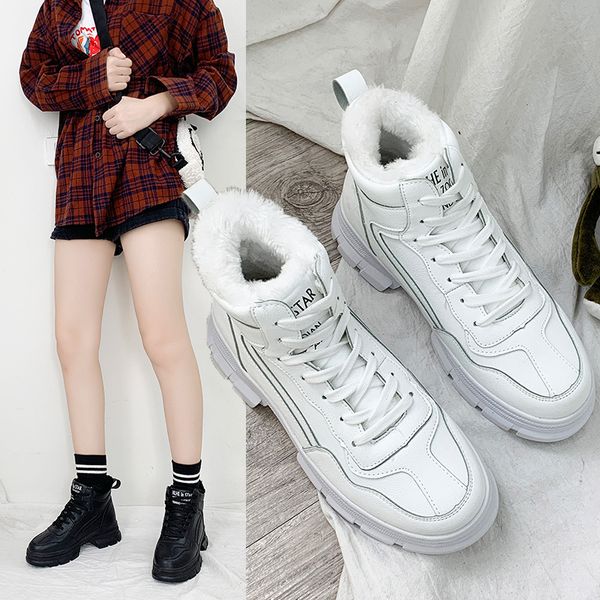 

women boots warm fur winter boots fashion women shoes lace up platform ankle waterproof snow non-slip ladies shoes, Black
