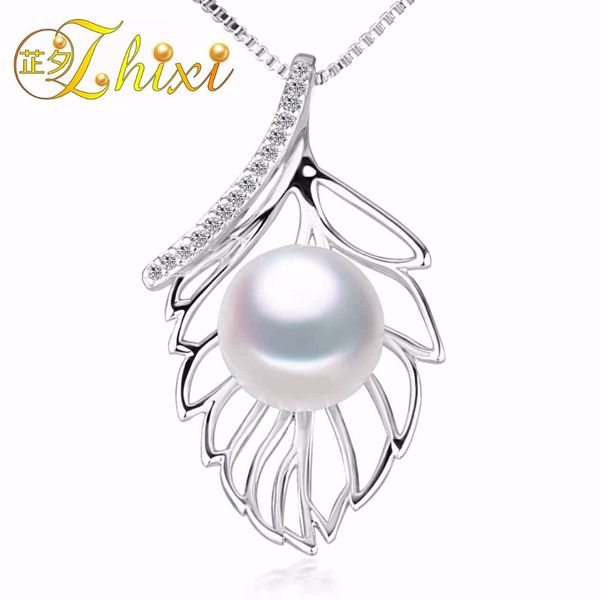 

zhixi] fine pearl jewelry pearl necklace pendant 9-10mm freshwater pearls pendants natural stone pendant l01, Silver