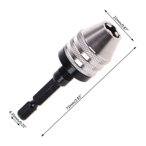 

0.3-6.5mm keyless drill chuck conversion adapter tool hex shank quick converter 649e