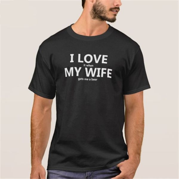 

новая коллекция весна лето футболка я люблю свою жену смешной пивной юмор рубашка мужская хлопок с коротким рукавом футболка черного цвета, White;black