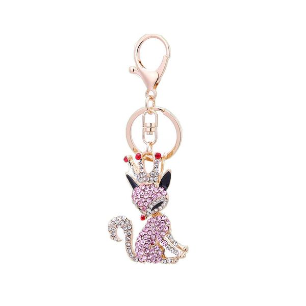 

colorful rhinestone key ring with crown charm bag purse pendant car keychain, Silver