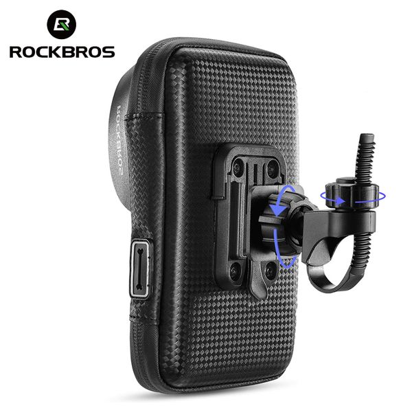 

rockbros cycling front bag bike phone mount bicycle holder case mtb handlebar cradle 360 degrees rotatable phone bag 6.0 inch
