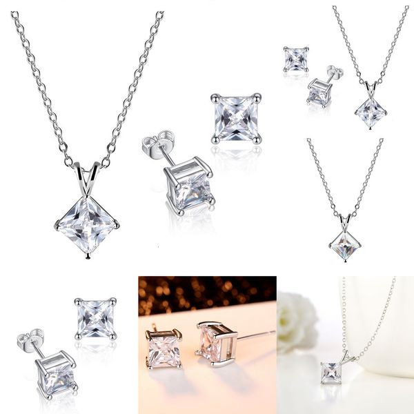 

heart arrow zircon claw stone necklace earring paper set vintage charm iced out love bangles wedding jewelry tiara sets, Silver