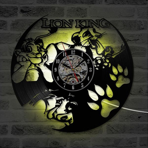 Home Decor Cd Record Led Clock Little Lion Vinyl Record Wall Clock