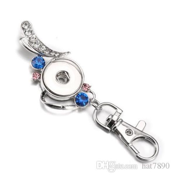 

10pcs/lot diy new snap jewelry 18mm snap button key chain silver owl snap keychains keyring pendant layard for key buttons