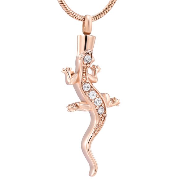 

lkj10076 lizard кремации ожерелье розовое золото цвет pet пепел держатель keepsake ювелирные изделия из нержавеющей стали ювелирные изделия, Silver