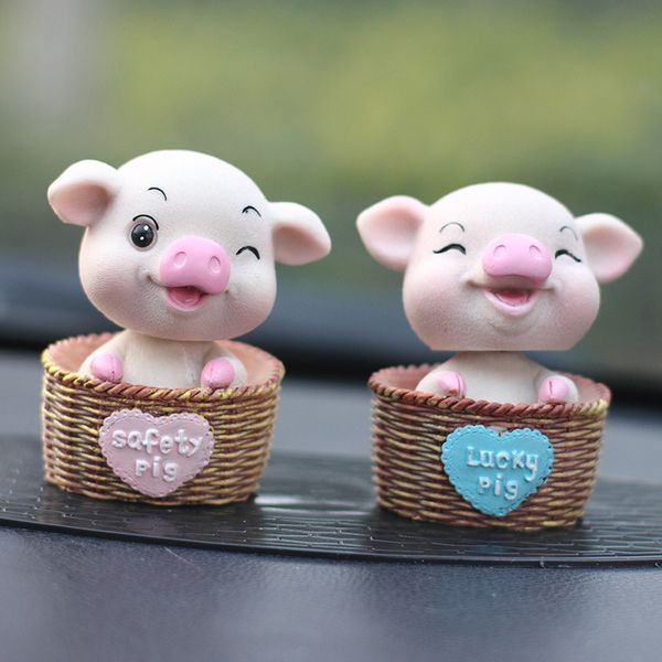 

car ornaments cartoon cute pig shaped shaking head resin car ornaments craft creative interior decoration girl gift