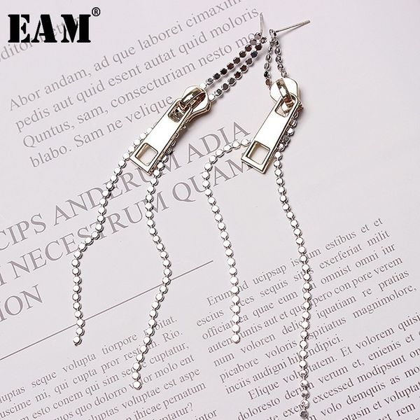 

eam] 2020 new fashion temperament fringed exaggerated zipper earrings women's accessories s#r87808, Silver