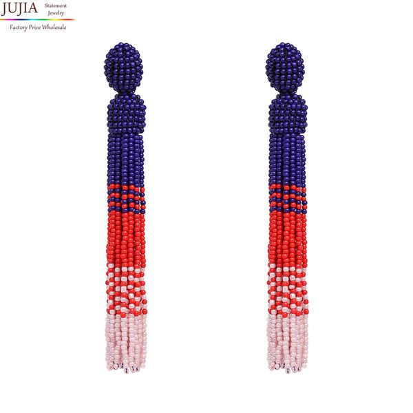 

jujia firenze fringe drops серьги мода женщины заявление длинные бусины кисточкой серьги мотаться падение серьги для женщин, Golden