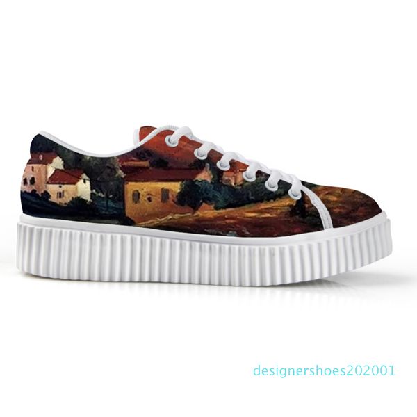 

explosion models women shoes low white platform bottom shoes for female super light customizable art painting print d01, Black
