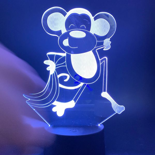 

3d lamp monkey animal night light for children living room animal lamp touch sensor nightlights 7 color changing led night light