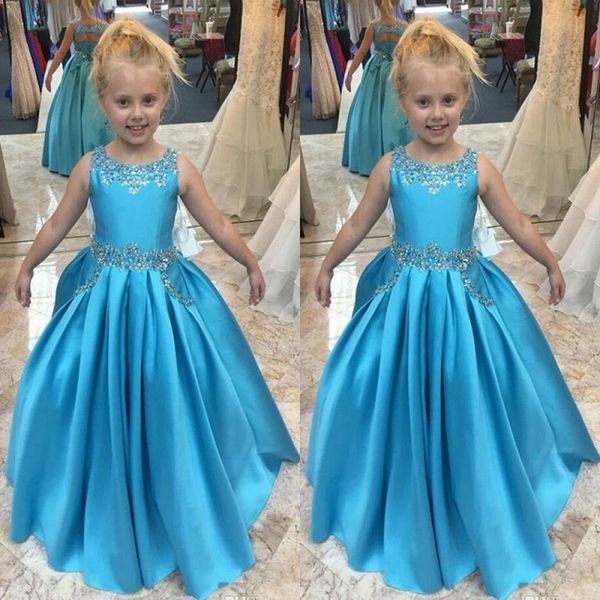 

luxurious blue flower girl dresses for wedding sleeveless o-neck shiny girl first holy communion dresses, Red;yellow