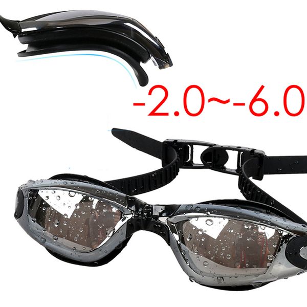 

prescription optical myopia -2.0~-6.0 anti fog re-uv swimming goggles women men waterproof electroplate swimwear glasses
