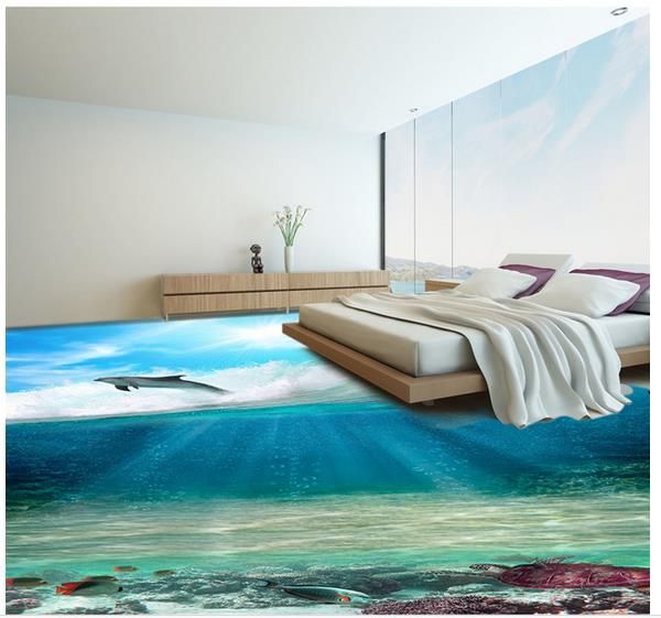 

custom any size hd 3d sea world flooring wallpaper for bathroom waterproof