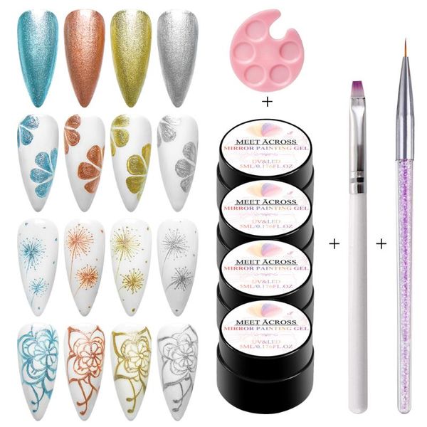 

meet across metallic color painting nail gel set with painting nail brush soak off uv gel semi permanent varnish lacquer