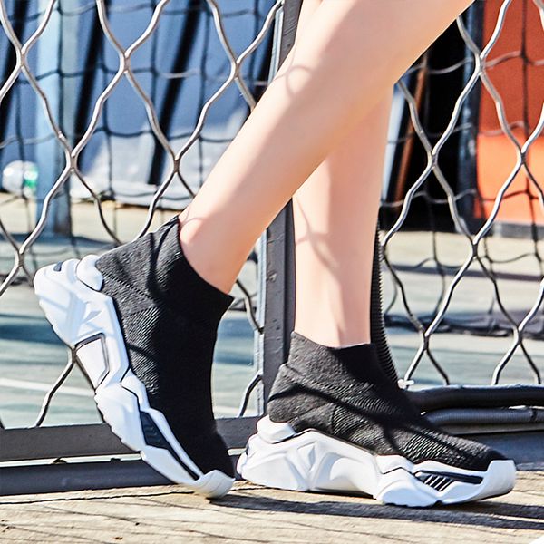 

sneakers men running shoes trainers shoes couple high off -loafers white breathable men and women tides sport, Black