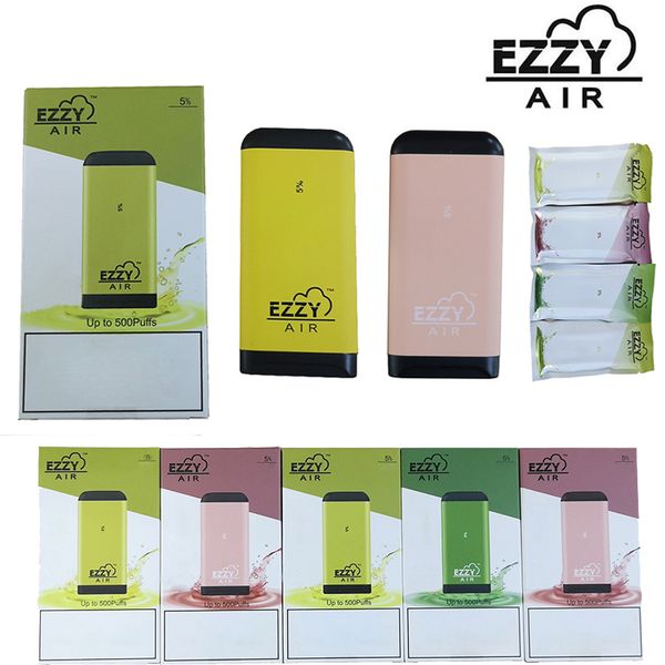 

Одноразовая Pod Vape Pen Ezzy AIR Starter Kit 2,7 мл Масло Тележки Картриджи 450mAh Батарея разряжена E Сигареты Устройство Бобы с кодом безопасности