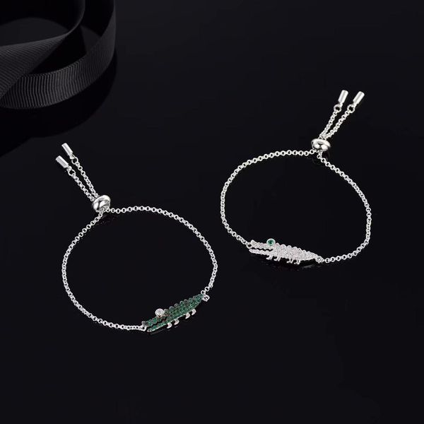 

fashion punk crocodile bracelets cute animal zircon small charm bracelet for girl women pulseras bracelets for women, Black