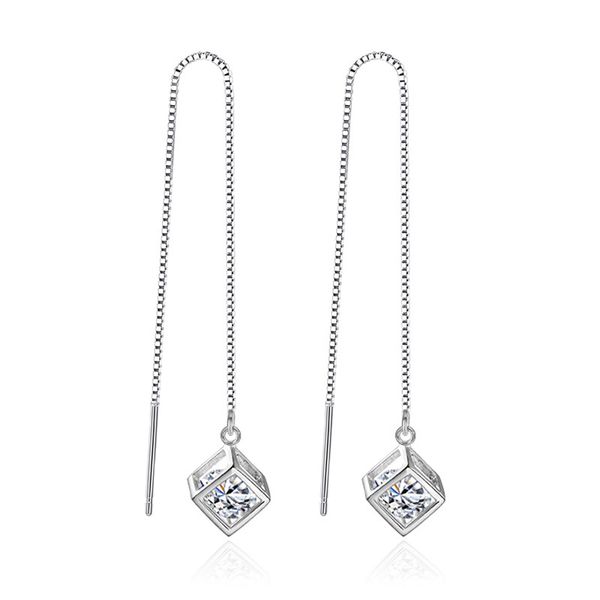 

fashion all-match tassel earrings fashion jewelry s925 sterling silver long earrings for women girl brincos jewelry gift ves6713, Golden;silver