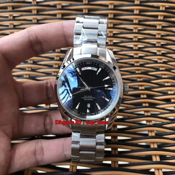 

14 style vintage aqua terra 150m day-date automatic mens watch 231.10.42.22.01.001 black dial stainless steel bracelet gents sports watches, Slivery;brown