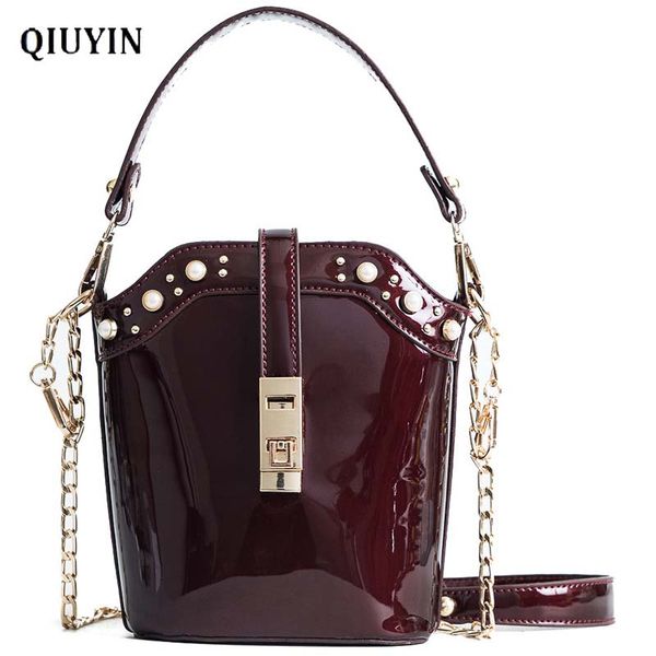 

qiuyin leather summer bag solid handbags fashion handbag women's/female bag shoulder zip playa bolso chain