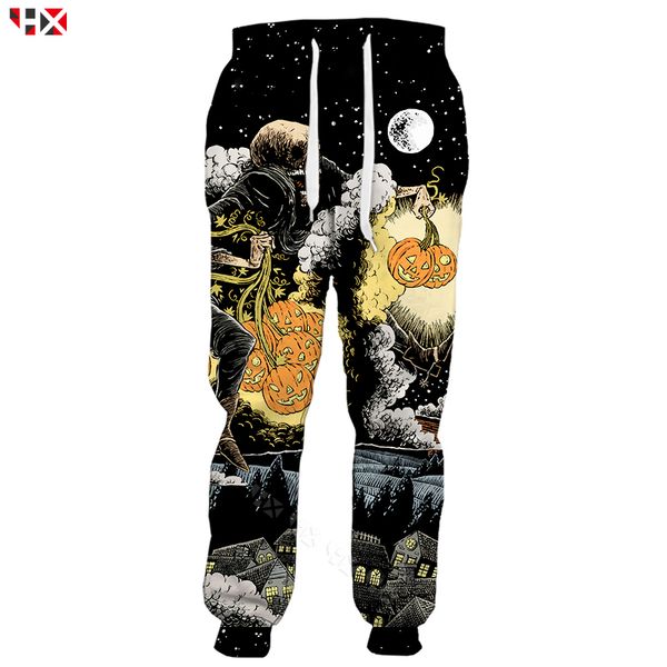 

pumpkin jogging pants halloween 3d print skull trousers christmas costumes men women sweatpants streetwear casual pants x507, Black