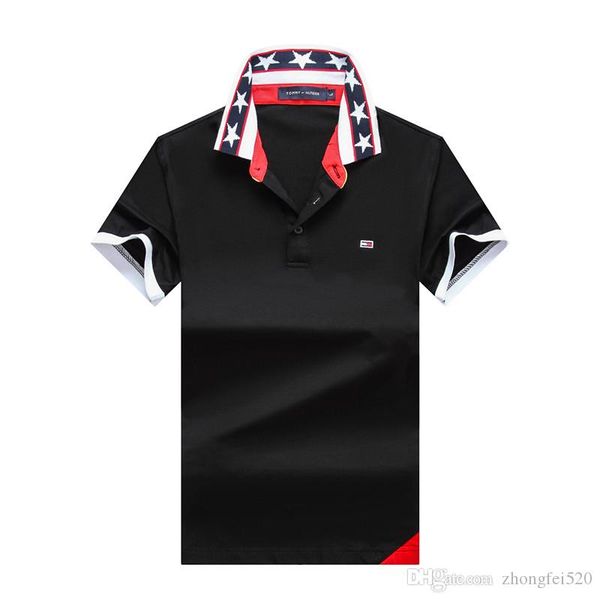 

летом 2019 новый высокого класса мужская футболка с коротким рукавом мода аке печать мода футболка мужская рубашка поло f2034, White;black