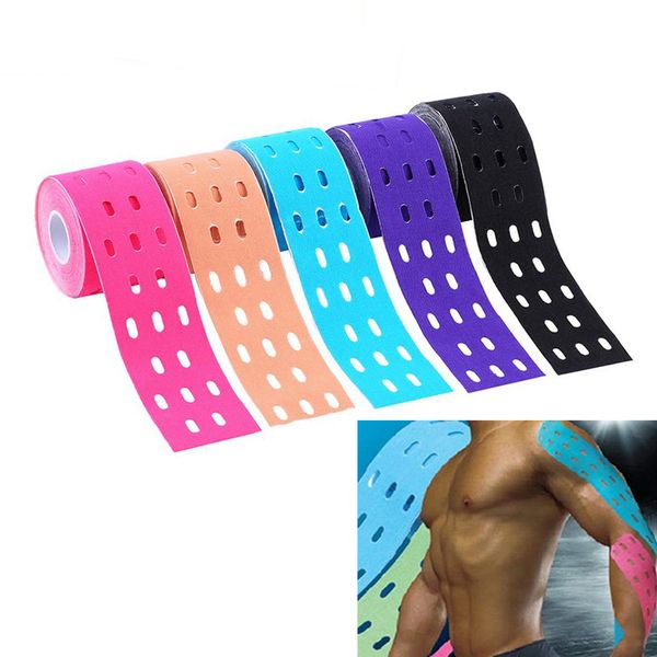 

1pc muscles sports care elastic physio roll punch therapeutic tape adhesive 500cm x 5 cm, Black;gray