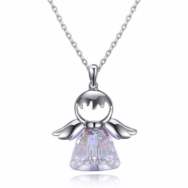 

swarovsk crystal heart necklace s925 sterling silver necklace ladies snake necklaces angel wings classic jewelry 925 silver gift