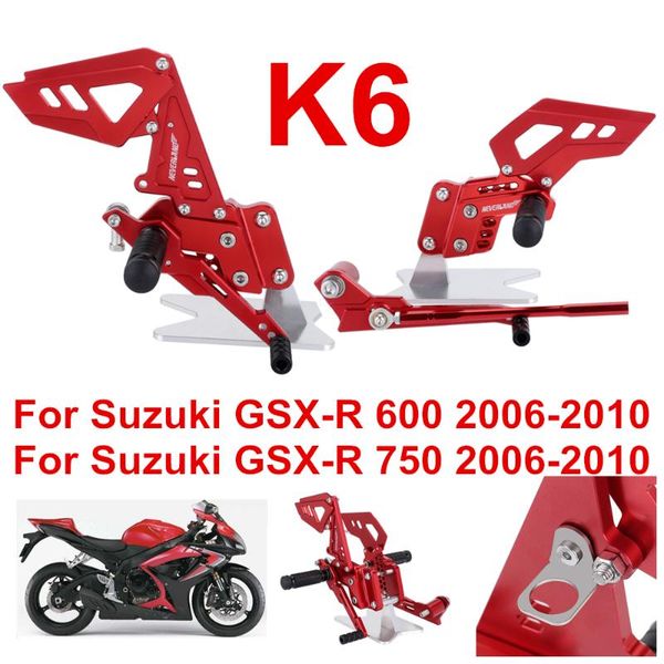 

k6 cnc aluminum motorcycle footrest rear foot pedal pegs set for gsx-r 600 750 gsx-r gsxr d40