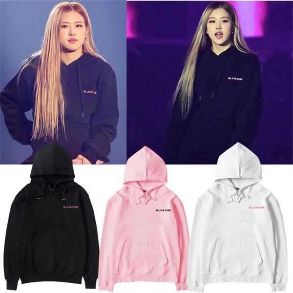 

kpop blackpink 2018 tour in your area pullover sweatshirt concert support cotton cap hoodie winter fleece outwear, Black