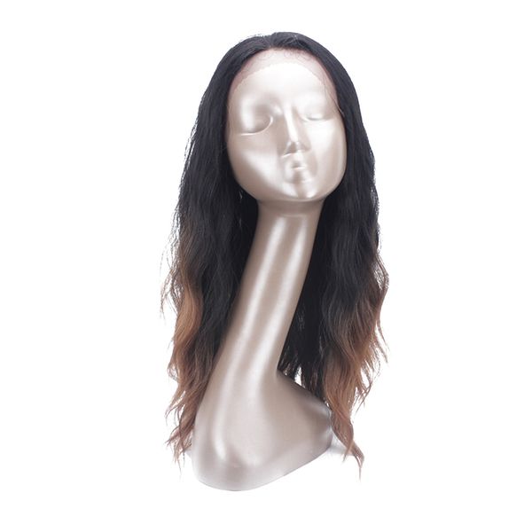 

новая естественная волна ombre браун синтетические парики фронта шнурка с ребенком волос длинные волнистые glueless жаропрочных free часть п, Black;brown