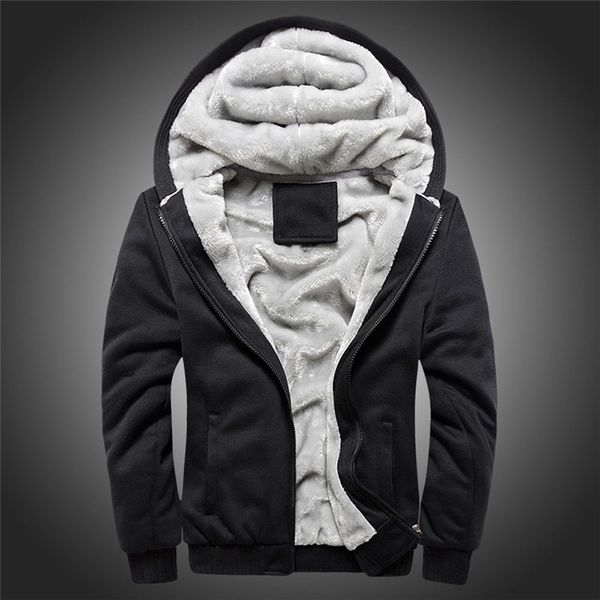 

men's winter coat casual warm fleece hoodie winter warm fleece zipper sweater jacket outwear coat oversized with zipper, Black;brown