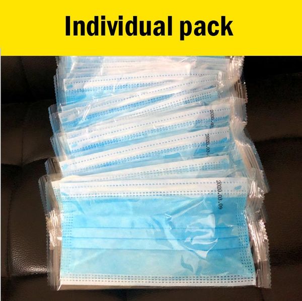 

disposable mask 3-layer protective face mask breathable facial dust mask ffp2 individual pack