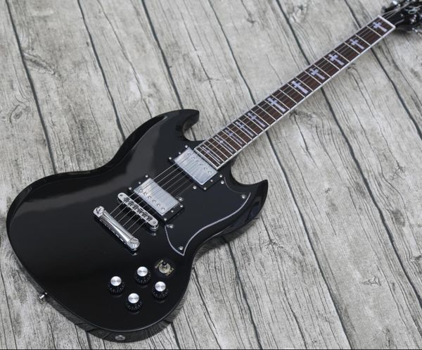 

promotion tony lommi sg gloss black electric guitar iron cross pearl inlay