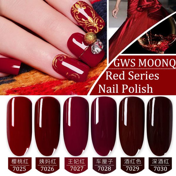 

nail gel polish 7ml semi-permanent uv vemtion varnish gws moonq nails, Red;pink