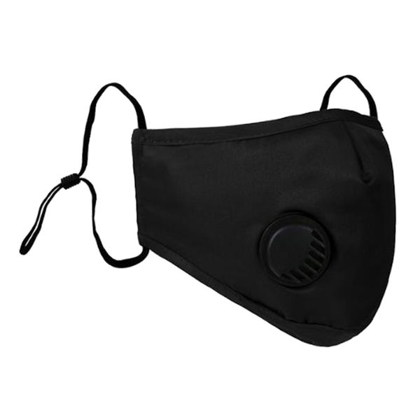 

reusable mouth face mask cover w/ valve anti dust haze black