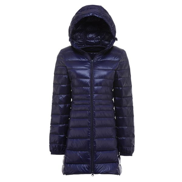 

7xl плюс размер вниз пальто женщины long winter ultra light вниз куртка женщин с капюшоном куртки перо теплое пальто женский портативный out, Black