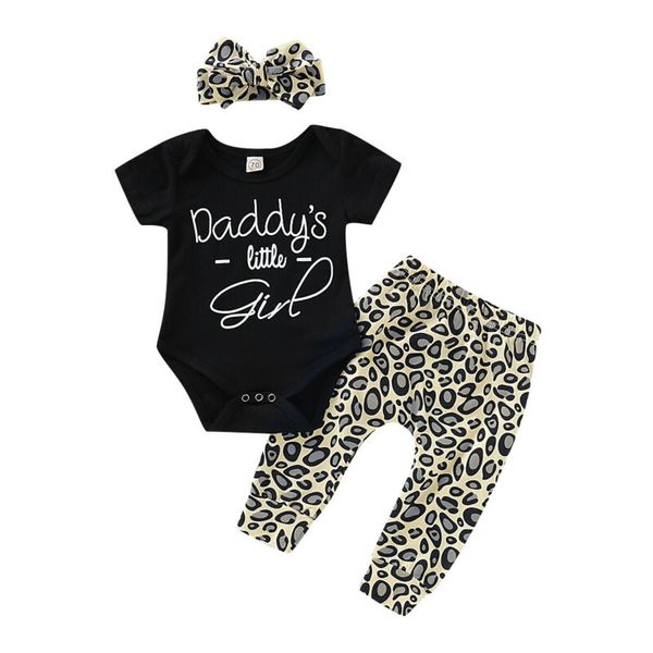 

3pcs set newborn baby girl short sleeve cotton bodysuit leopard long pant trouser headband outfits summer clothes, Pink;blue