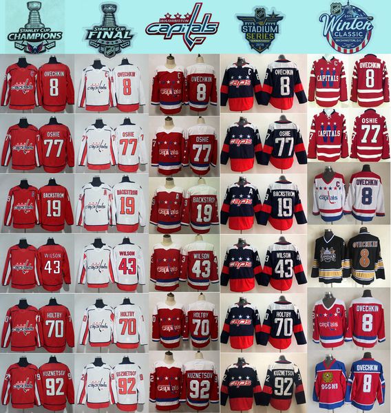 

2018 stadium series washington capitals 8 alex ovechkin 77 tj oshie evgeny kuznetsov backstrom holtby wilson winter classic hockey jerseys, Black;red