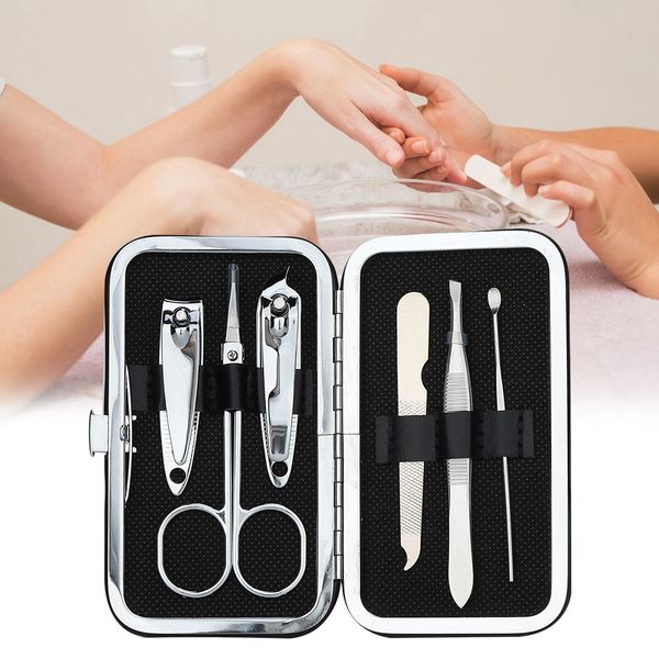

6pcs set manicure tool set nail scissors cutter clippers kit fingernail toenail pedicure nails accessories tool with case