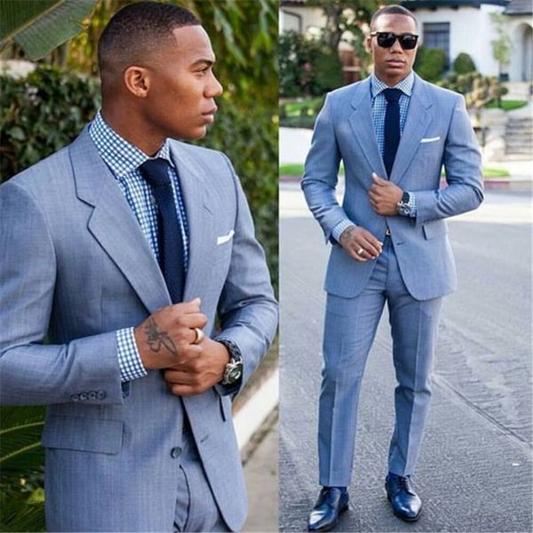 Grey Grey Noivo TuxeDos Terno de Negócio Homens de Negócios Ternos Bridegroom BLAZER Melhores Homens Groomsmen Noivo Ternos Calças de Jaqueta Feito Personalizado